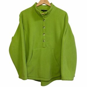 Cotton Ginny Green Textured Fleece Pullover Snap Neck Jacket Size L